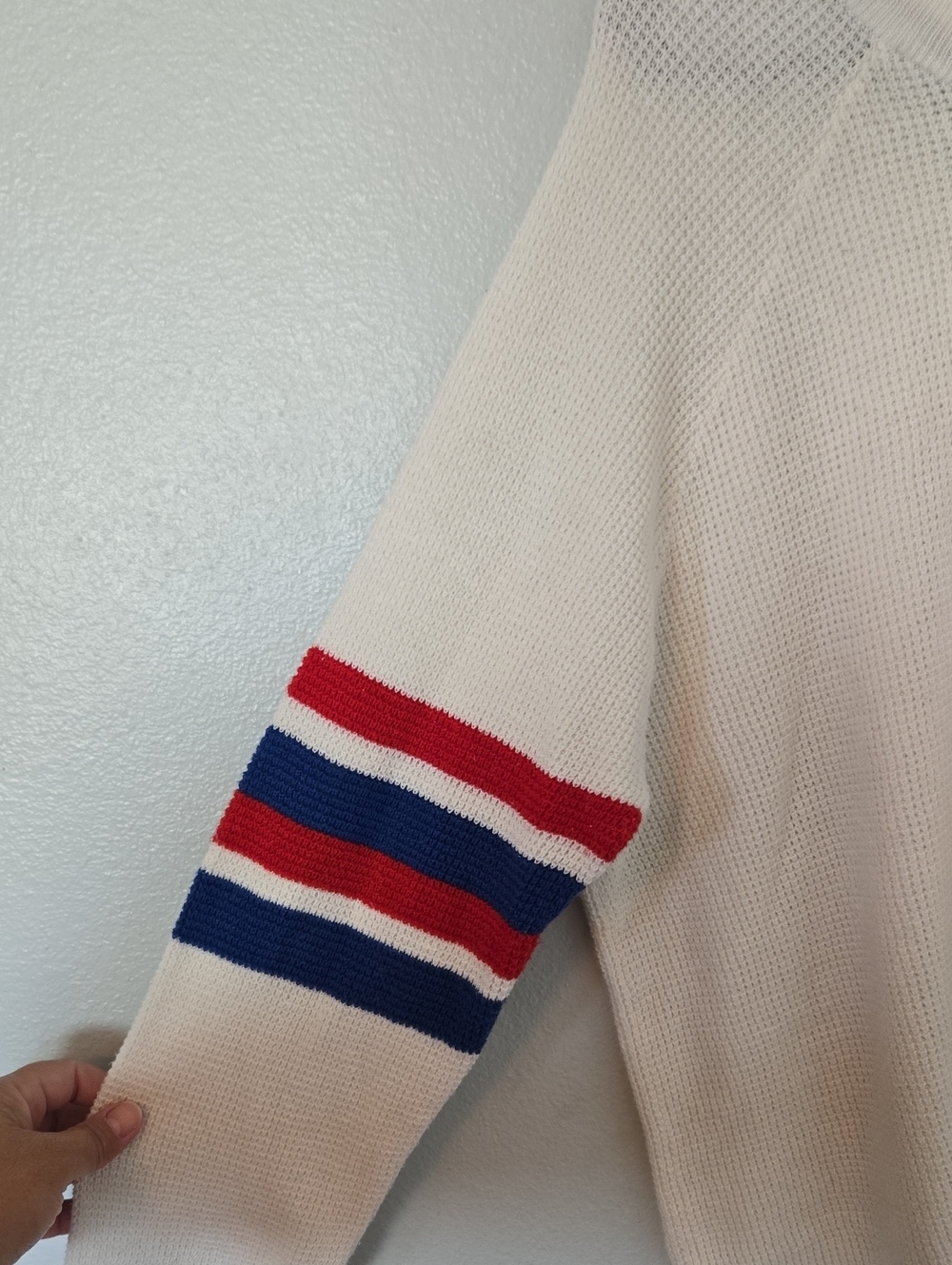 Faherty | Throwback Wisp Waffle Cotton Cashmere Sweater Americana Size XL - Picture 6 of 10